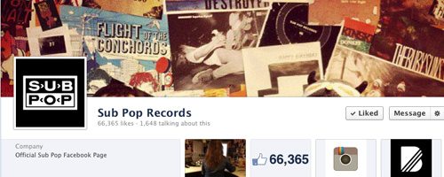 Sub Pop's Facebook Timeline for it's Page.