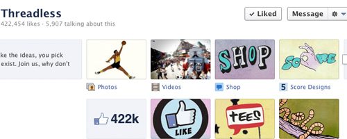 Threadless Facebook Timeline for its Page