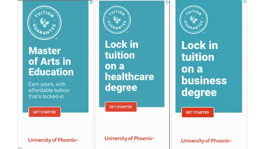 University of Phoenix Paid Ads