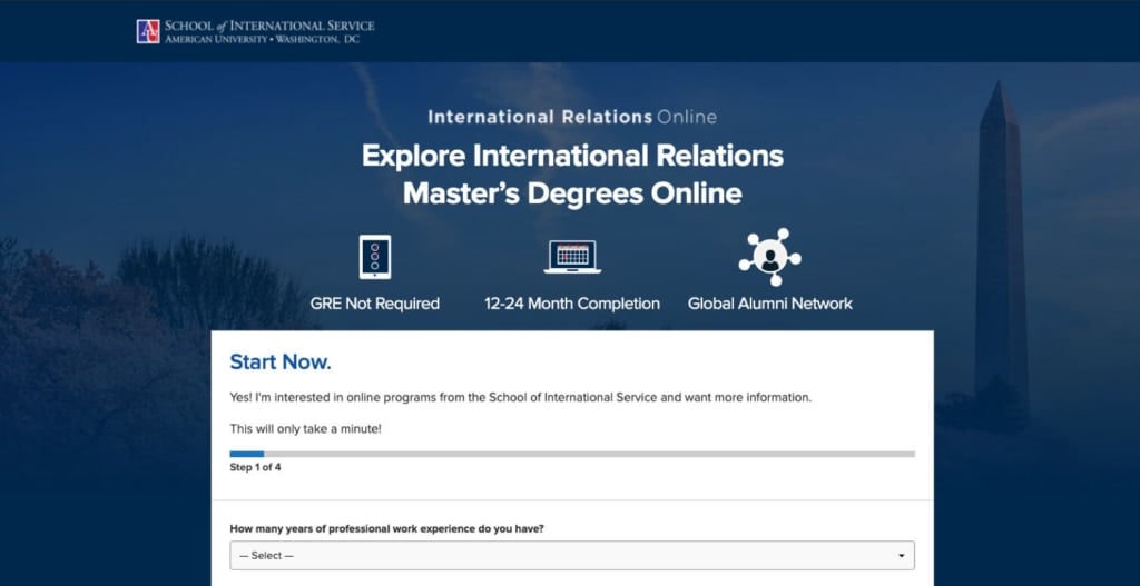 Higher Education Website Design Offers: American University International Program